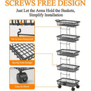 Cesto de Frutas e Legumes de 4/5 Camadas, Carrinho de Armazenamento Metálico Empilhável (com Rodas), Prateleira de Armazenamento Rotativa, Carrinho de Espaço Estreito, Prateleira de Canto, Prateleira Aberta | Adequado para Cozinha, Despensa, Casa de Banho