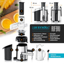 Arendo - Edelstahl Entsafter für Obst und Gemüse – leistungsstark 1000 Watt Leistung – Saftpresse Zitruspresse − 1000ml Saftbehälter