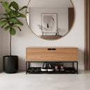 Banco Sapateira Recamier Armário Balcão com Porta Moveline Interiores Cor Freijó