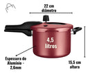 Panela de Pressão antiaderente com Visor 4.5 L MTA