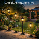 2 Unidades de Lâmpadas Solares de Poste de 63 Polegadas, Luzes de Poste para Exterior, Decorações de Natal, Luzes de Poste para Jardim, Pátio, Gramado, Caminho, Entrada, Porta da Frente/Traseira, Branco Quente, Lâmpada Substituível